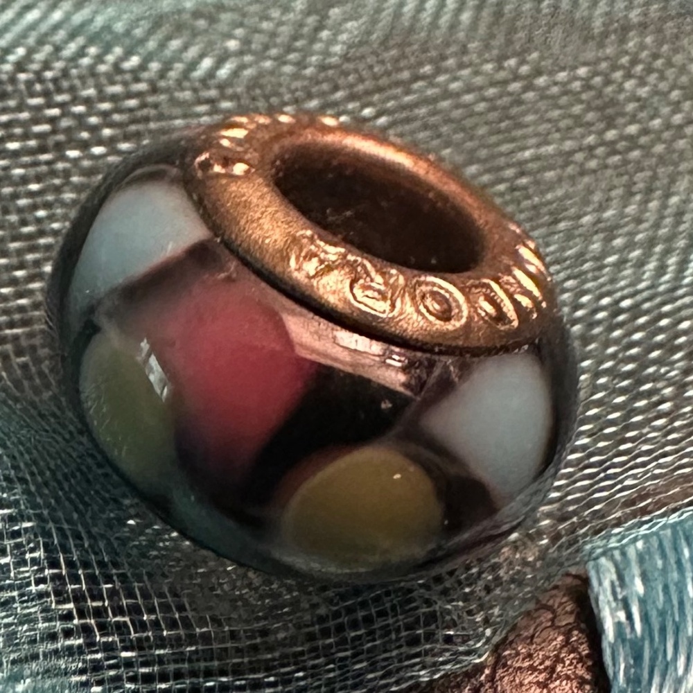 Pandora charm Murano glass green pink blue black